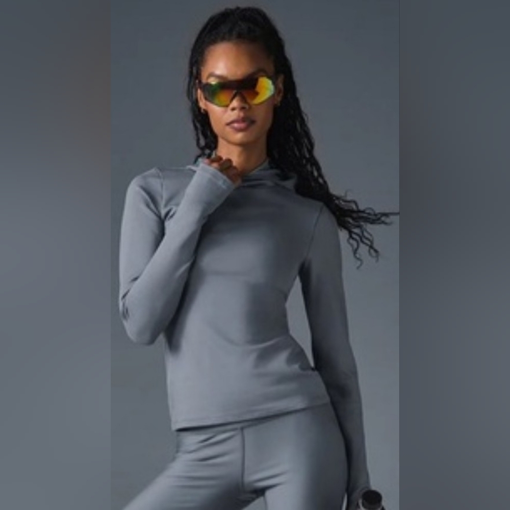 ALO Yoga Steel Gray - Winter Warm Hooded Runner Sweatshirt